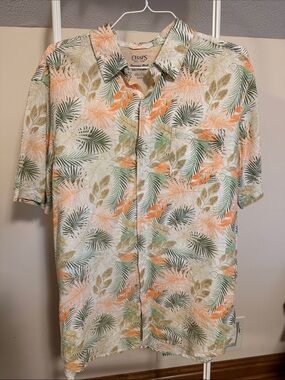 Chaps Seacoast Wash linen blend tropical print Hawaiian shirt - size XXL